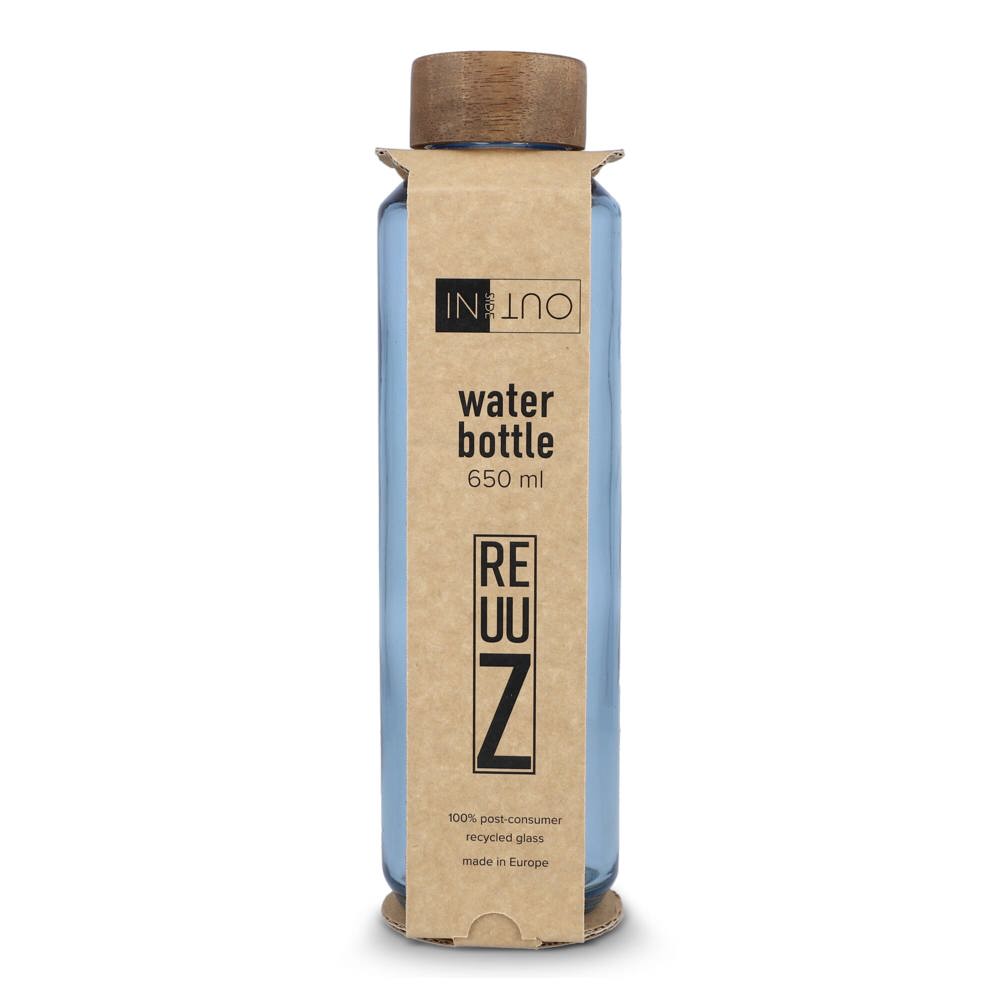 InSideOut Gerecyclede glazen Waterfles ReuuZ met houten dop 650 ml