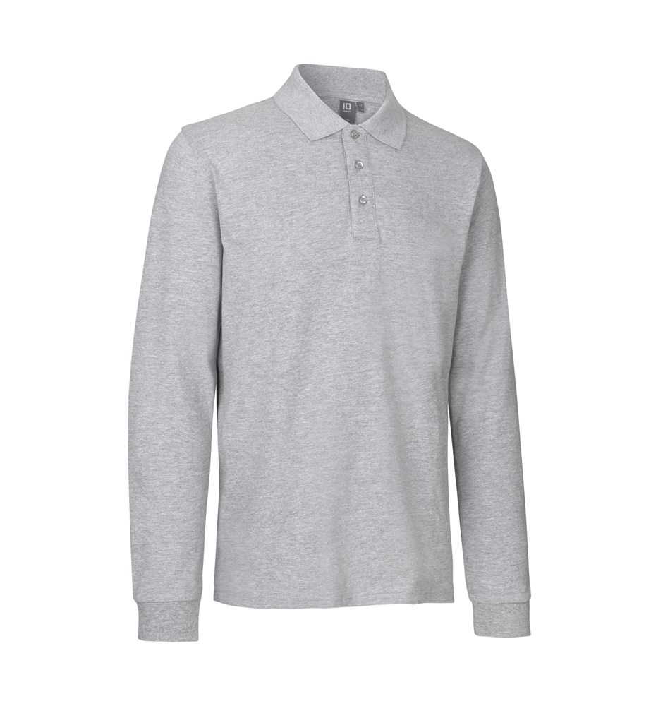 ID Long-sleeved polo shirt | stretch - Grey Melange