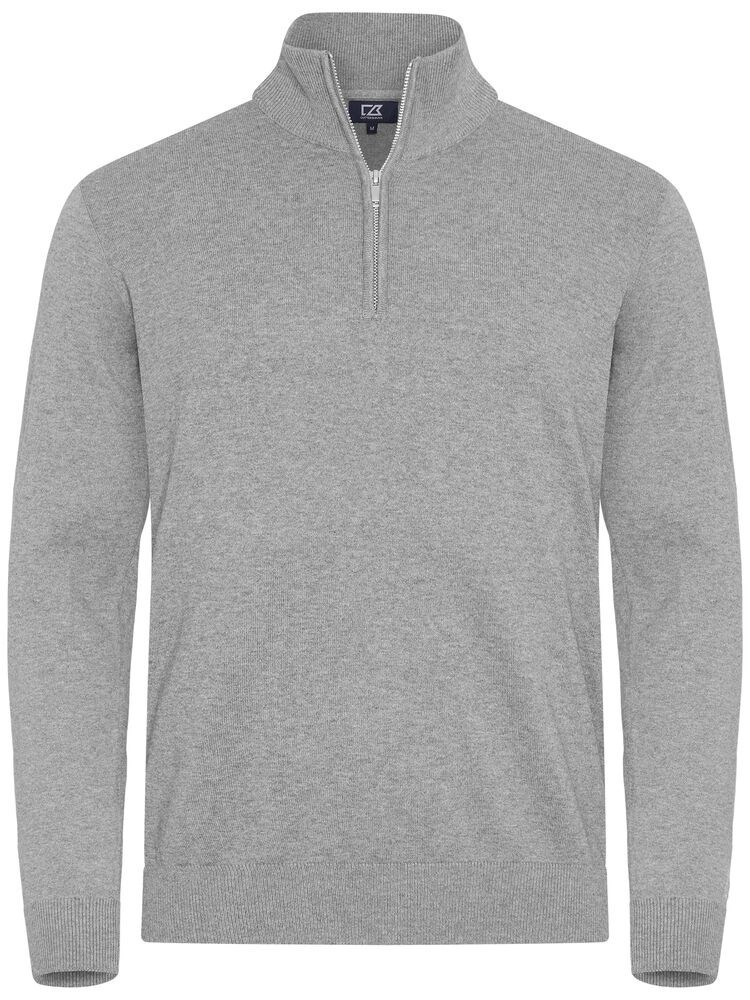 Cutter & Buck - Oakville Half Zip Sweater Heren Grijs Mélange XXL Cutter & Buck - Oakville Half Zip Sweater Heren Grijs Mélange XXL