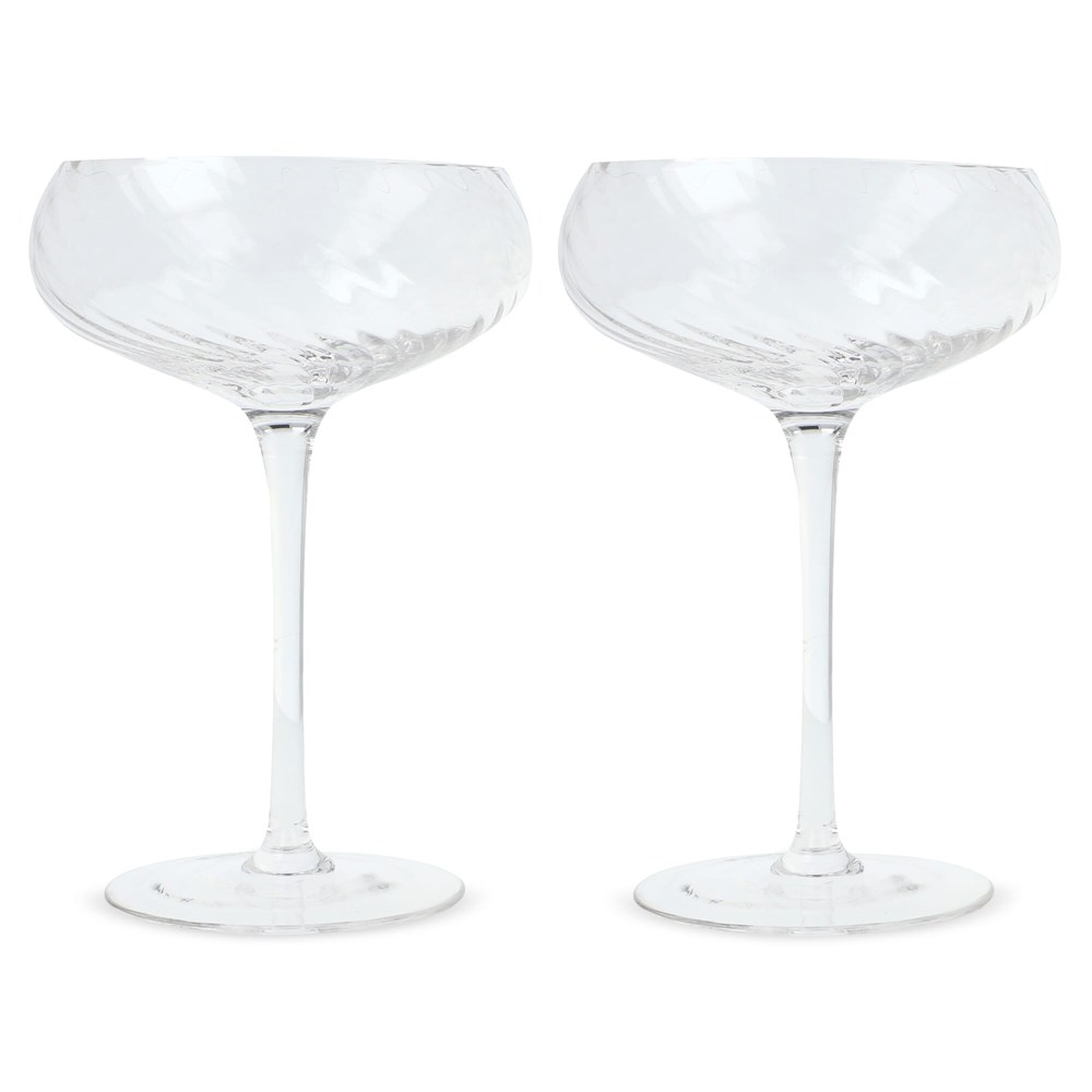 Byon Opacity set van 2 champagneglazen met stijlvol glas patroon 300ml