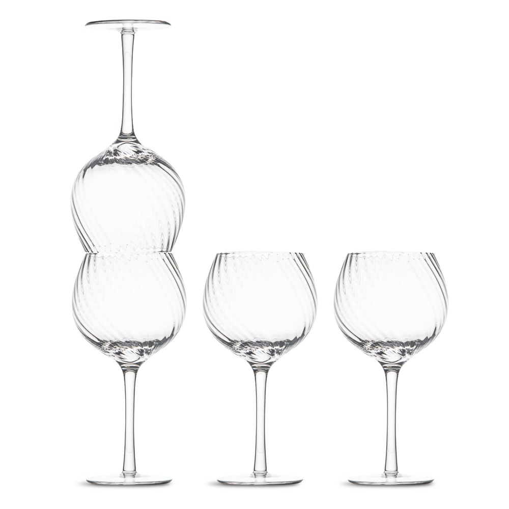 Byon Opacity set van 4 wijnglazen met stijlvol glaspatroon 470ml