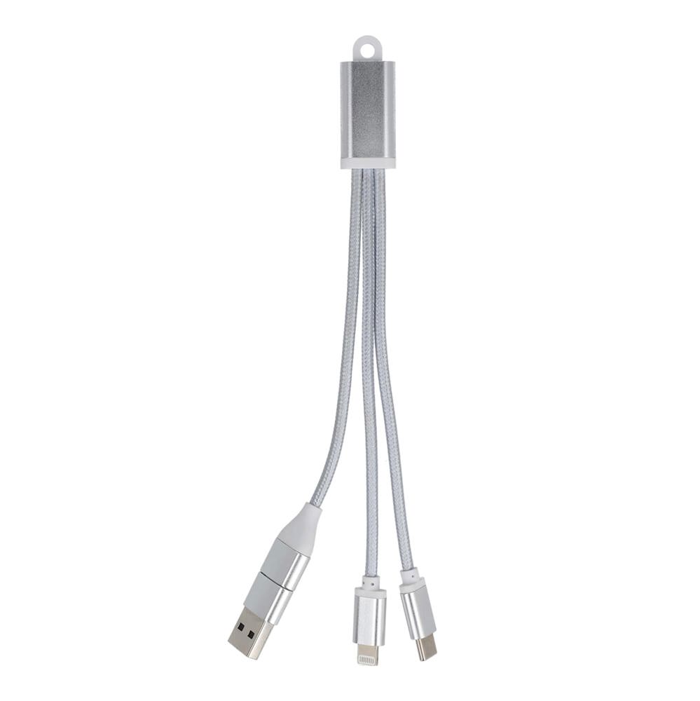 2-in-1 Oplaadkabel USB-A/C naar USB-C &amp; Lightning Aluminium