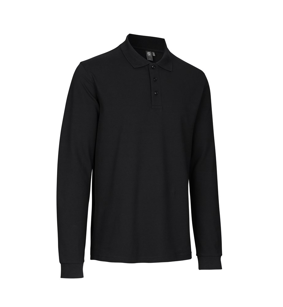 ID Long-sleeved polo shirt | stretch - Black