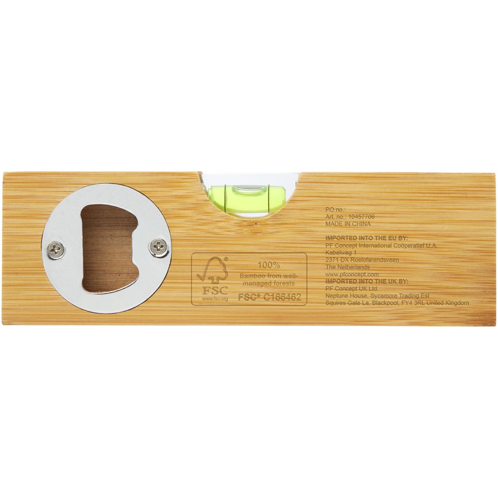 Flush waterpas van bamboe met flesopener