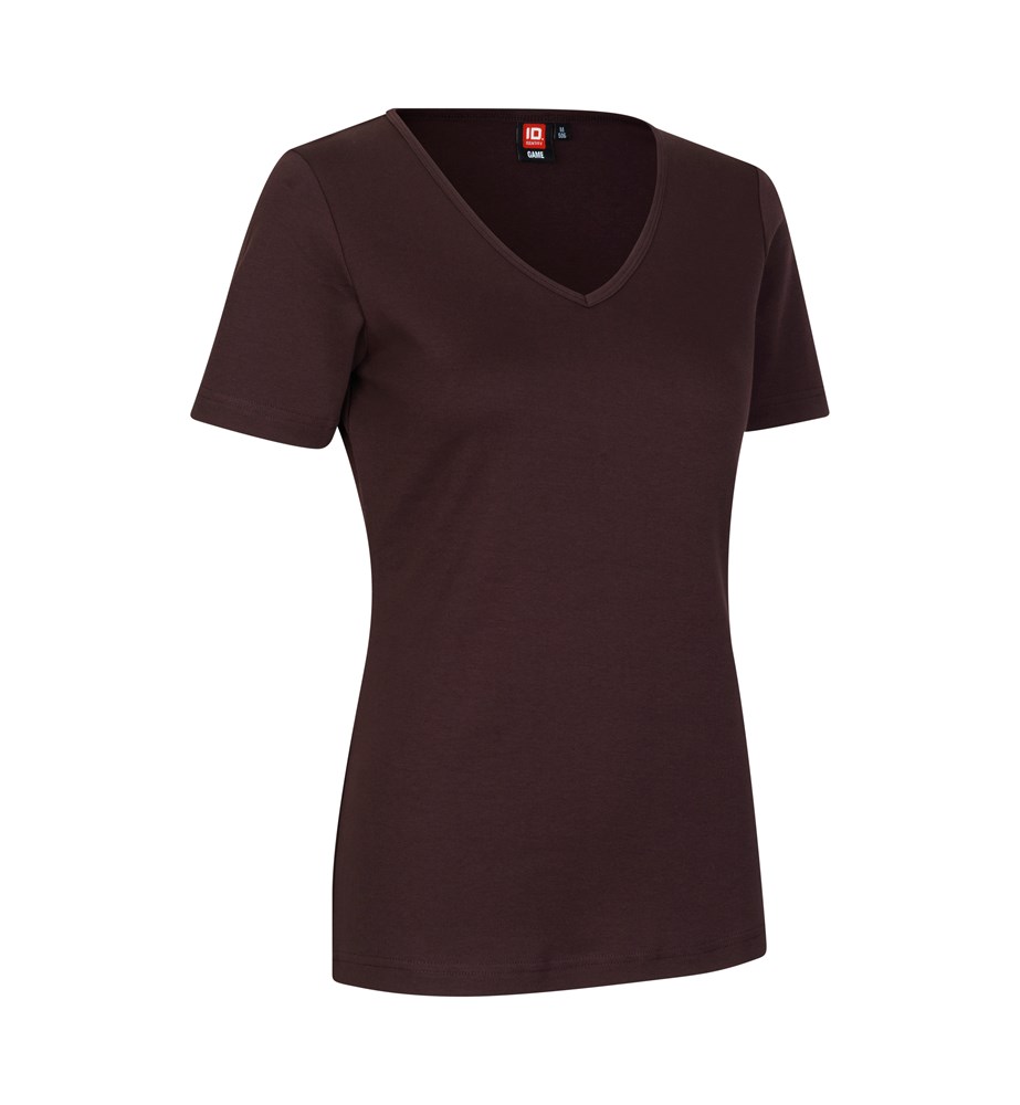ID Interlock T-shirt | V-neck | women - Dark bordeaux